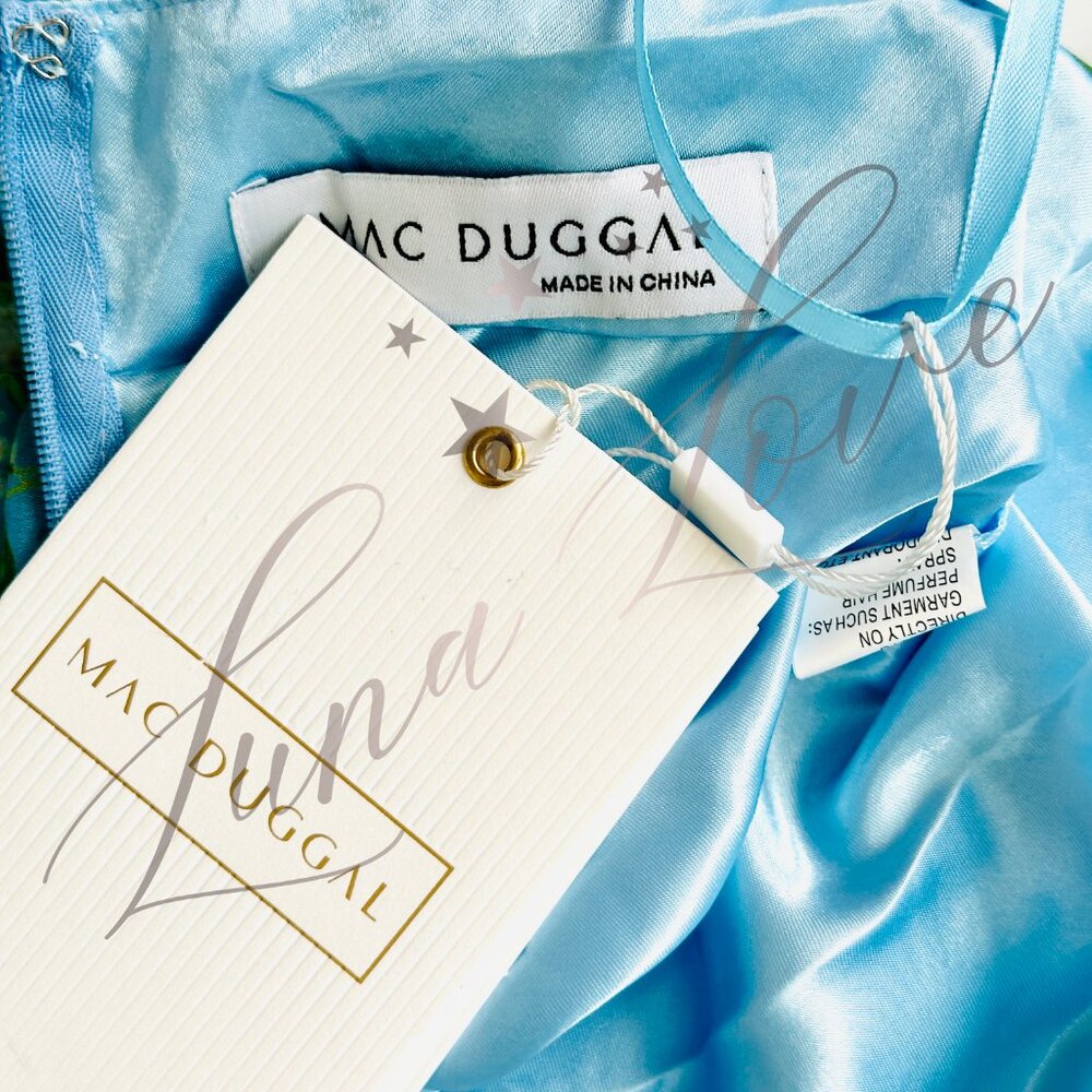 MAC DUGGAL x Anthropologie Blue Ruffle Tiered Floral Cut-Out Chiffon Gown NWT - Picture 10 of 11